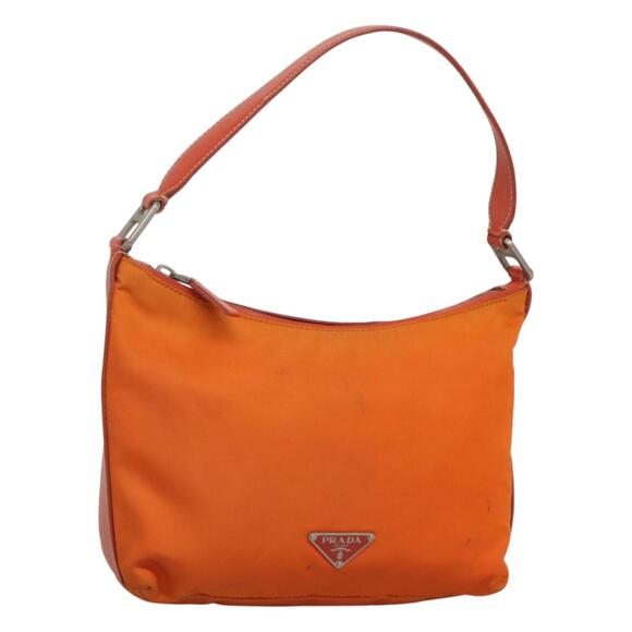 PRADA Shoulder Bag Nylon Orange Silver - Picture 1 of 12